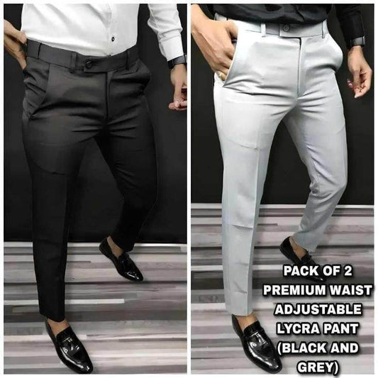 Premium Waist Adjustable Lycra Men's Trouser (Pack of 2) - online shope