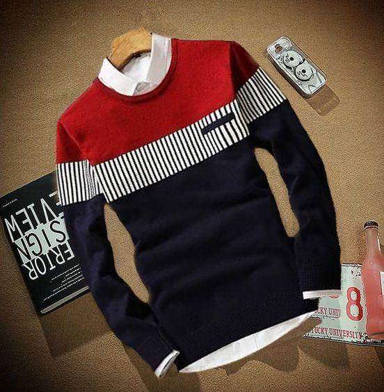 Cotton Color Block Full Sleeves Mens T-Shirt - online shope