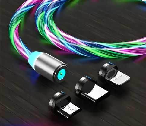 Fast 3 in 1 Multiple Pin With LED Light Magnetic Charging Charging Pad - Assorted color - online shope