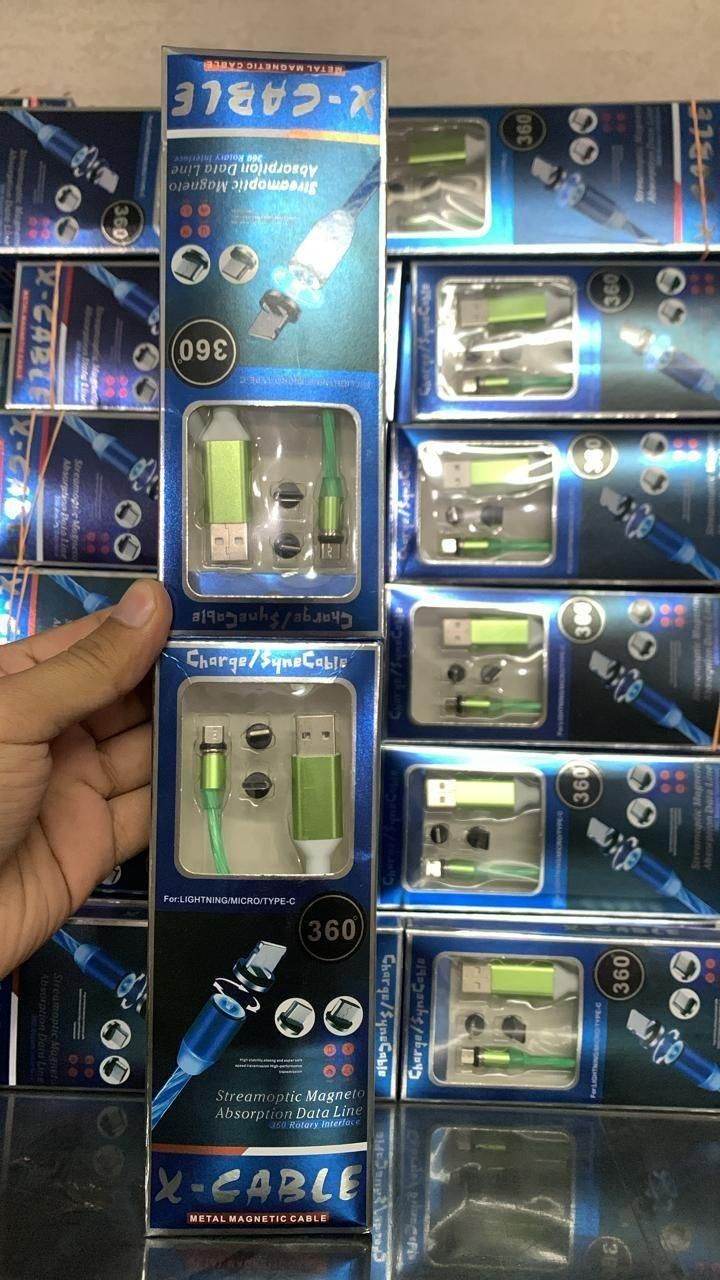 Fast 3 in 1 Multiple Pin With LED Light Magnetic Charging Charging Pad - Assorted color - online shope