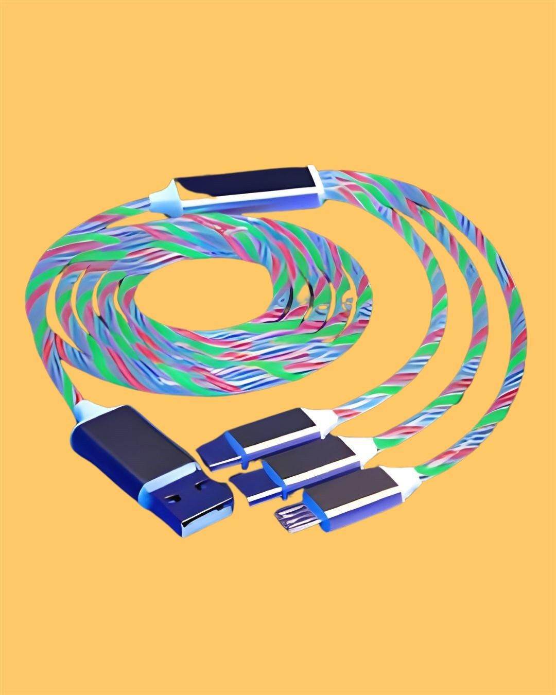 Fast 3 in 1 Multiple Pin With LED Light Magnetic Charging Charging Pad - Assorted color - online shope