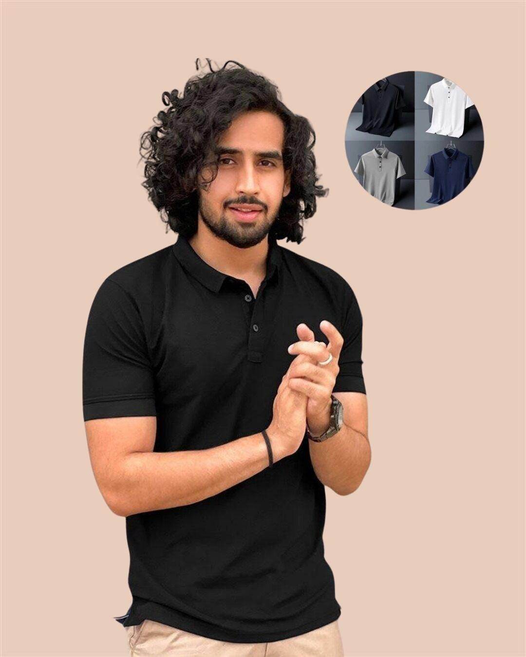 Poly Matte Assorted Solid Half Sleeves Mens Polo T-Shirt Pack Of 4 - online shope